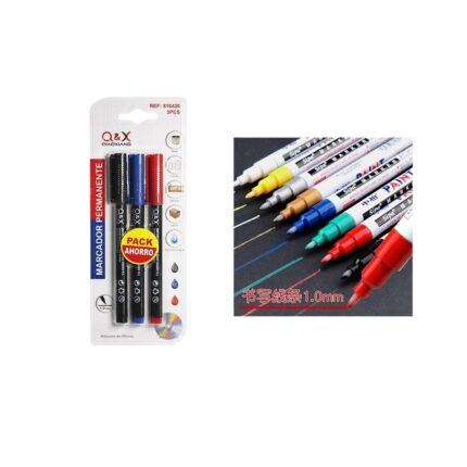 Pack 3 Marcadores Permanentes 3 Colores 1,0Mm