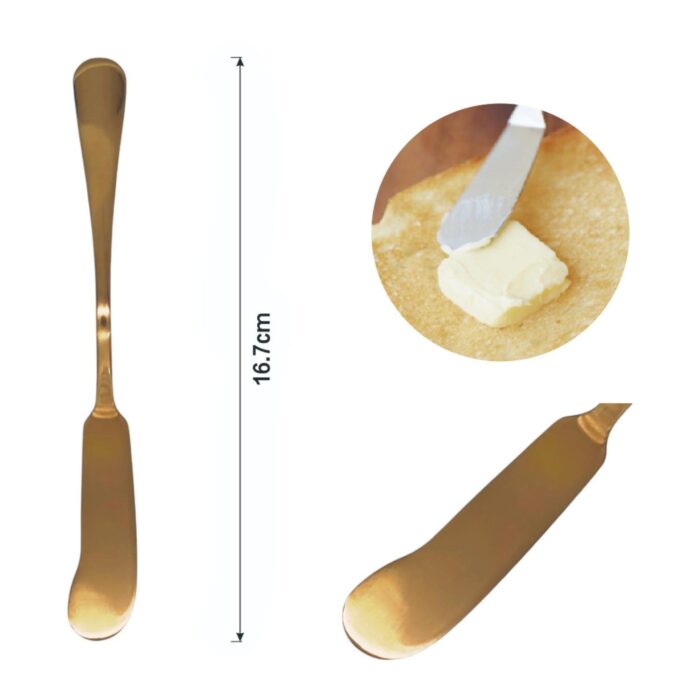 62339047 Cuchillo para mantequilla con mango redondo de oro rosa 3PCS - Imagen 2