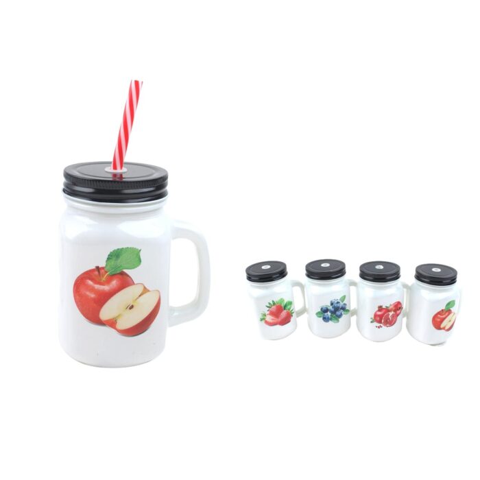 Media Fruta Blanca No 4 Gorro Negro + Pajita 10,5 (7,7)*13,4 Cm/500 Ml - Imagen 1