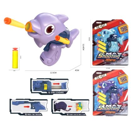 Set Una Pistola Morado Lanza Tapon Dinosaurio Ni?os 3+