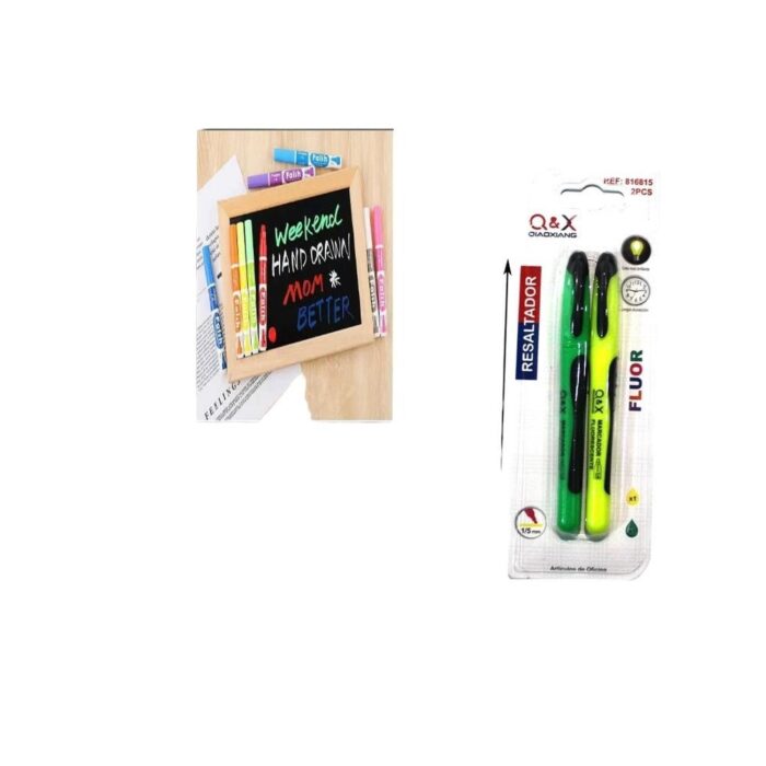 62338528 Par Destacadores Fluor Verde Y Amarillo - Imagen 1