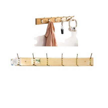 Perchero De Madera Para Pared De 6 Ganchos