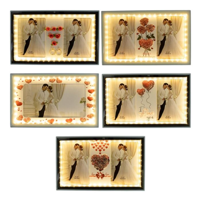 64225366 Marco de fotos horizontal Matrimonio 17.5x28.5cm (luz LED USB) - Imagen 1