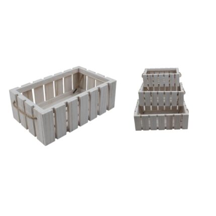Cesta de madera retro blanca TP-19
