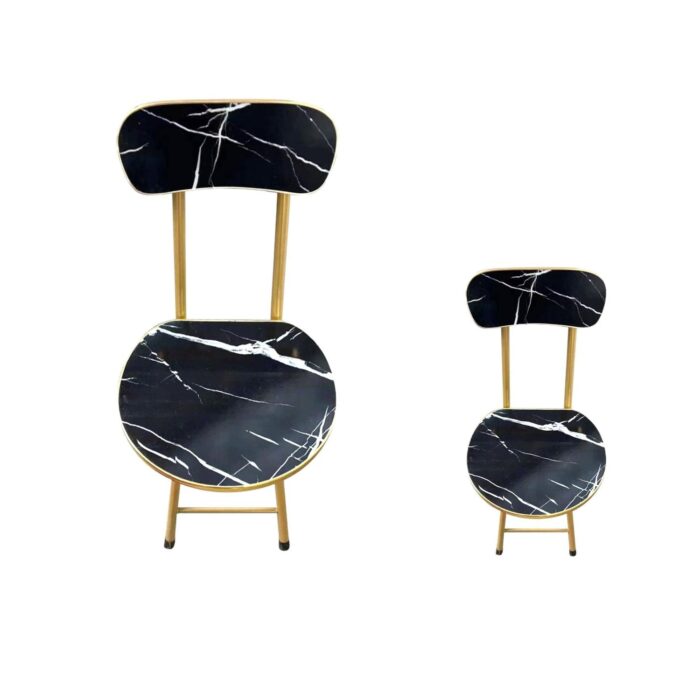 60364104 Patrón De Mármol Negro, Silla Plegable Redonda Con Marco Dorado 29X73Cm - Imagen 1