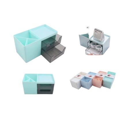 Lapicero Pl¨¢stico Con Dos Cajones Transparentes