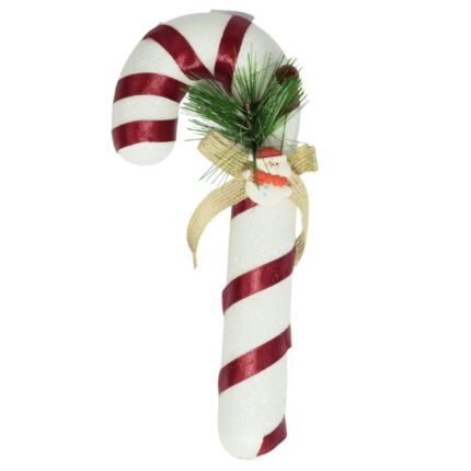 Colgante Bastón Navideño con Santa Claus y Brillos