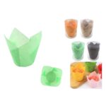 Taza Para Pastel Con Llama Dorada De Un Solo Lado, Color Sólido, 14,5 Cm, 12 Uds.
