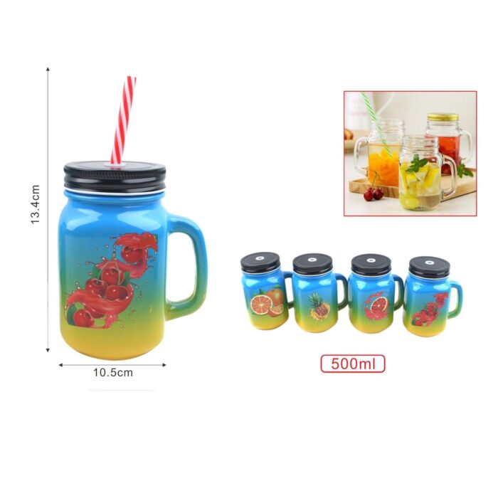 Blue Half Fruit Nº 4 Tapa Negra + Pajita 10,5 (7,7)*13,4 Cm/500 Ml - Imagen 1