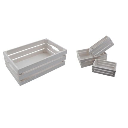 Cesta de madera retro blanca TP-02