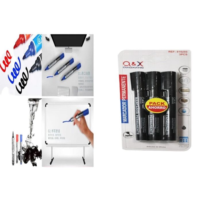 62956239 Pack 3 Marcadores Permanentes Negro 1/5 - Imagen 1