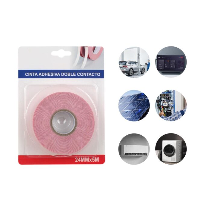 Cinta automotriz de espuma 2.4cm x 5m con base roja - Imagen 2