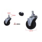 Rueda giratoria de goma industrial de 2.5 pulgadas con vástago de hierro M12*25 - Imagen 2