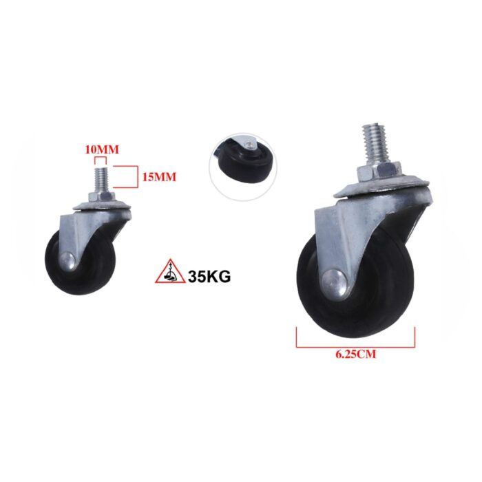 Rueda giratoria de goma industrial de 2.5 pulgadas con vástago de hierro M12*25 - Imagen 2