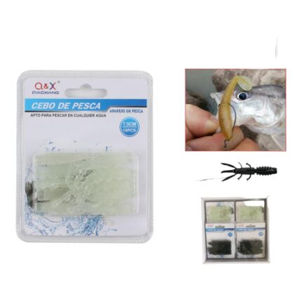 (Cebo Falso) Camarón Flotante De Barba Larga 7,5 Cm 10Pcs