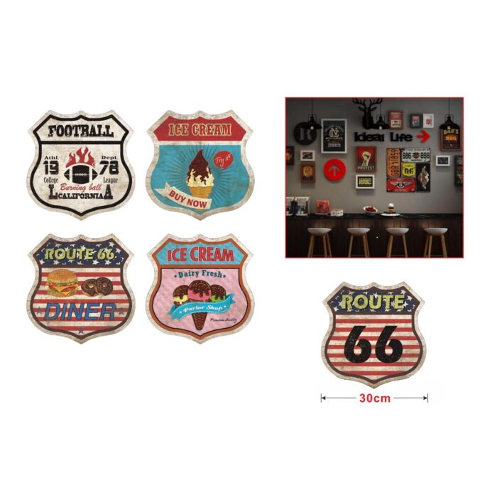 Cuadro vintage de hojalata Ruta 66 30x30 cm - Imagen 2