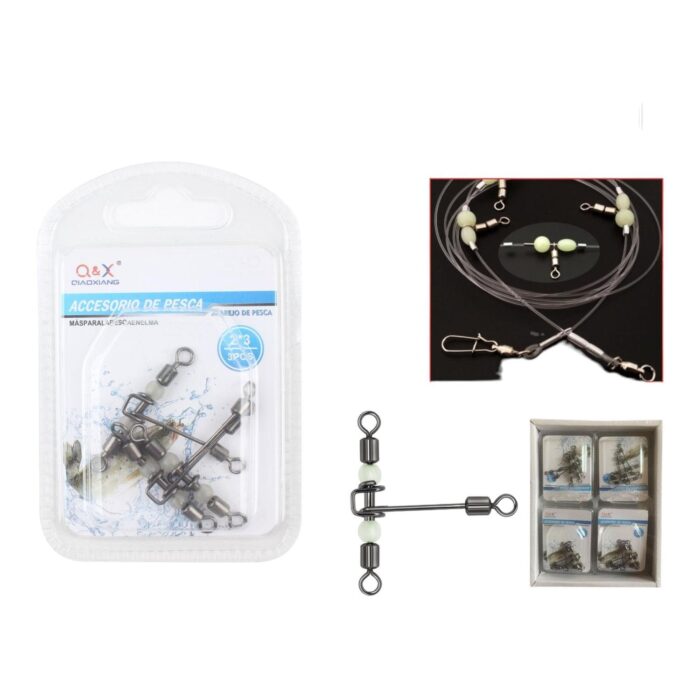 (Accesorios Para Artes De Pesca) Horquillas Estilo Americano Con Perlas Luminosas 2*3 3Pcs - Imagen 1