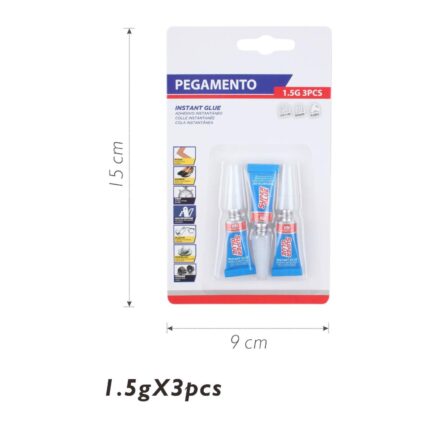 Pegamento 502 en tubo de aluminio 1.5g (3 piezas)