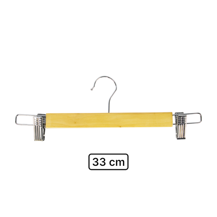 Set colgador de Madera para Pantalones con Clips Metálicos - 33cm / 3 uni - Imagen 2