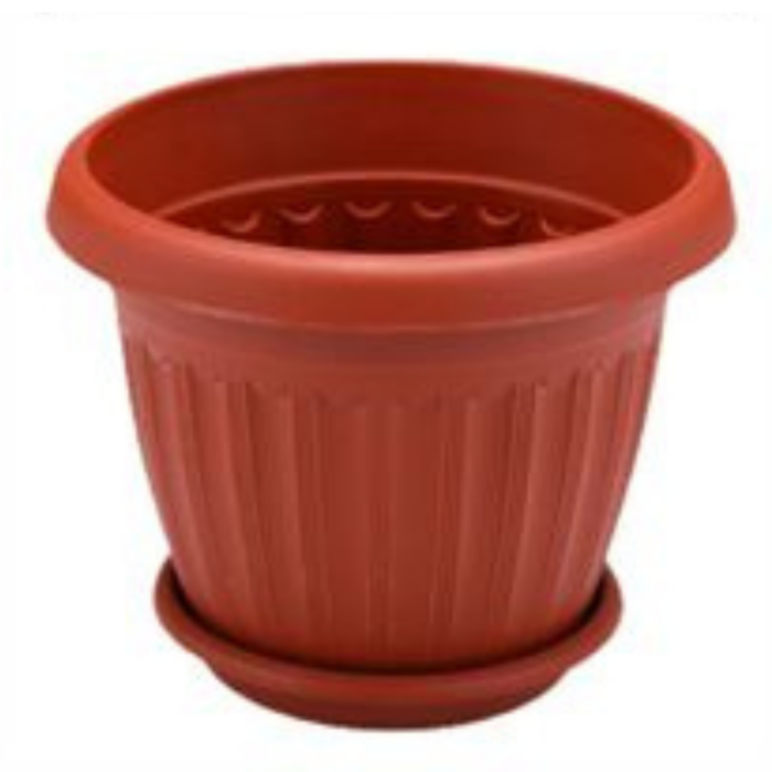 e5030a8b-c40d-4c0d-aceb-040a47947278.png Macetero Elegante H148-2002 con Plato Base – Diámetro 18.5 cm, Alto 14 cm, Base 11.5 cm - Imagen 1