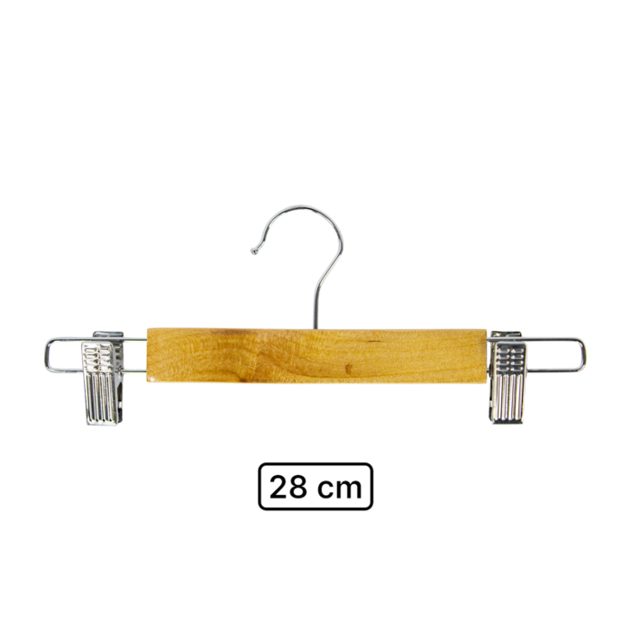 Colgadores de madera para Pantalones con Clips Metálicos Ajustables - 28 cm 3 uni - Imagen 2
