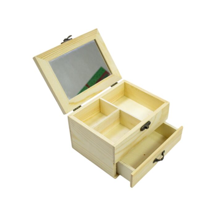 Joyero de madera con espejo 15,8x11,7x9,7cm - Imagen 1