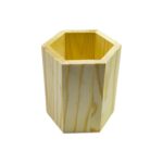 Portalápices de madera hexagonal 8x8x10cm