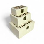 Set de tres piezas de caja de madera 18x13x9cm