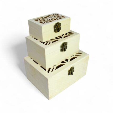 Set de tres piezas de caja de madera 18x13x9cm