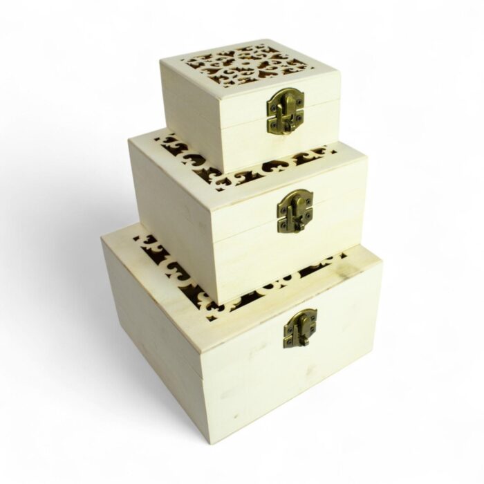 Set de tres caja de madera 15x15x9cm - Imagen 1