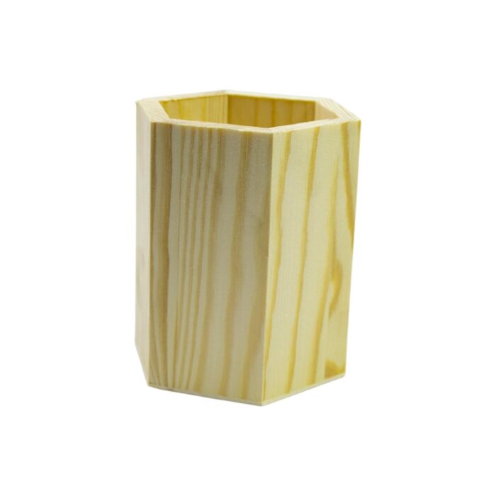 Portalápices de madera hexagonal 8x8x10cm - Imagen 2