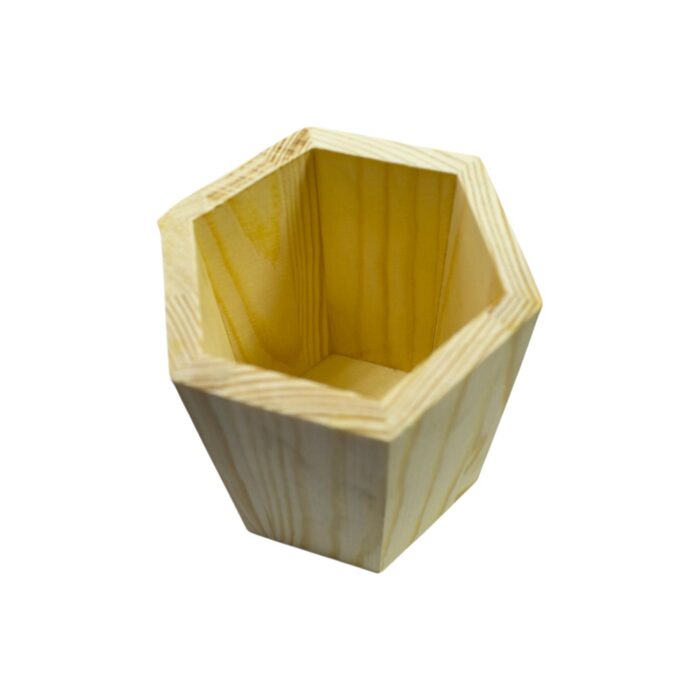 Portalápices de madera hexagonal 8x8x10cm - Imagen 3